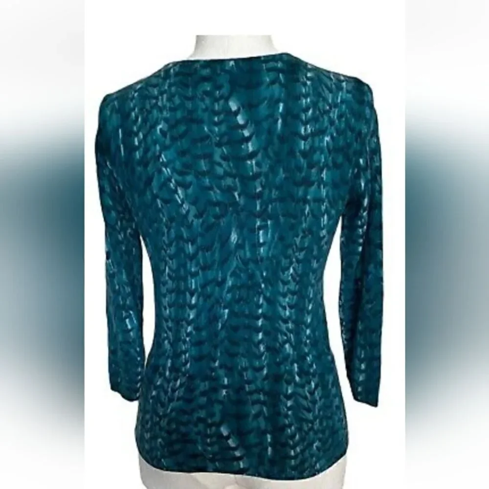 Talbots Pure Cashmere Teal Feather Sweater - Picture 10 of 16
